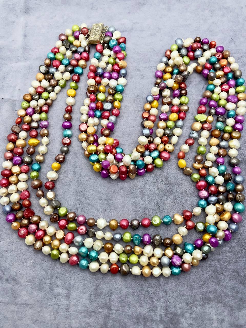 Намисто з тонованих перлів Комбінований (9316)