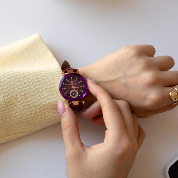 Часы наручные женские Poedagar Bordo с минеральным стеклом и кожаным ремешком (105-96-1149) - фото 3 Часы наручные женские Poedagar Bordo с минеральным стеклом и кожаным ремешком (105-96-1149) - фото 3