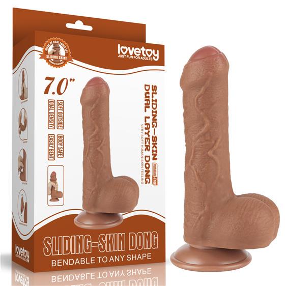 Фалоімітатор Sliding-Skin Dual Layer Dong 7" Brown (6452LV317301)