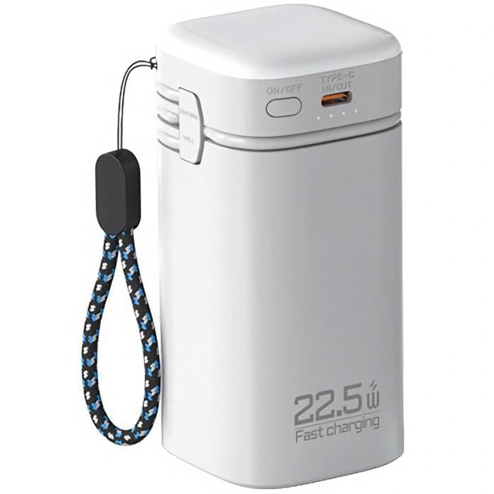 Повербанк ATRIA WPD-69 20000 mAh 22,5W 12V 3А PD QC USB-C Lightning White (38914937)