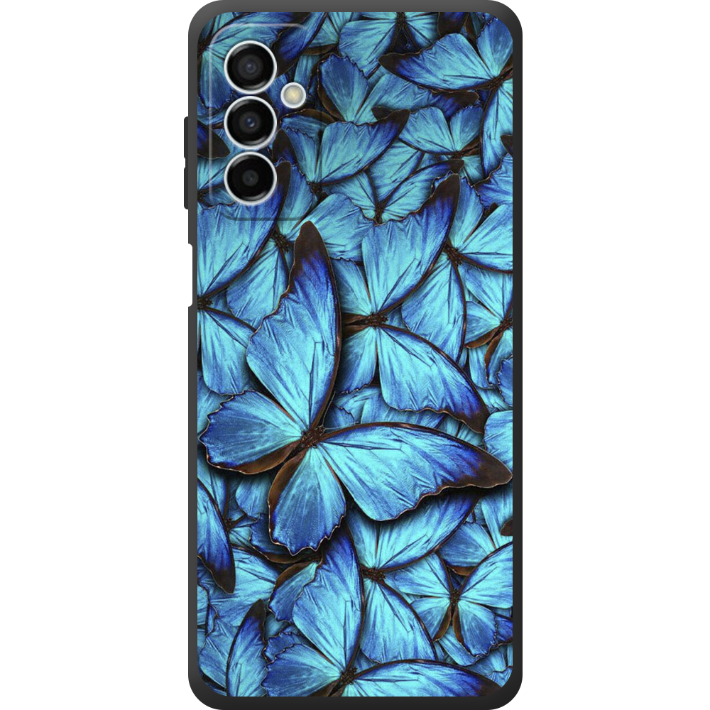 Чехол BoxFace Samsung Galaxy M23 5G (M236) лазурные бабочки Черный силикон (44471-up1550-44481)