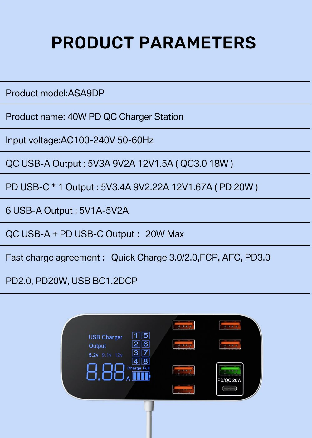 Зарядная станция настольная Asometech USB (11693450) - фото 2