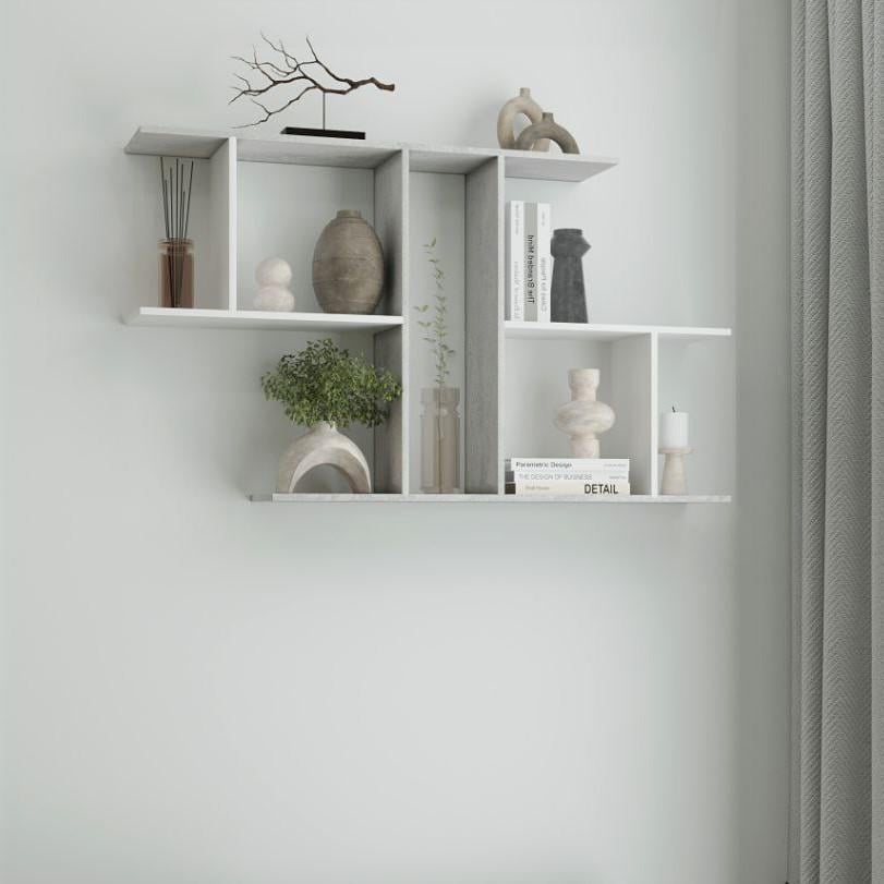 Полка настенная для книг T-8 104х60х18 мм Бетон/Белый (T-8b+wh) Полка настенная для книг T-8 104х60х18 мм Бетон/Белый (T-8b+wh)