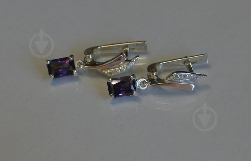 Серьги серебряные Sil с золотыми накладками и фианитами 100s-7 Аметист (Sil-1007)