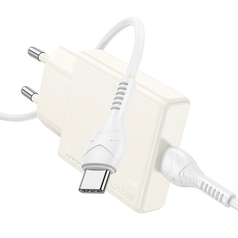 Зарядний пристрій мережевий Hoco Type-C to Type-C cable Biscuit single port charger N44 30 Вт USB-C Білий (609630) Зарядний пристрій мережевий Hoco Type-C to Type-C cable Biscuit single port charger N44 30 Вт USB-C Білий (609630)