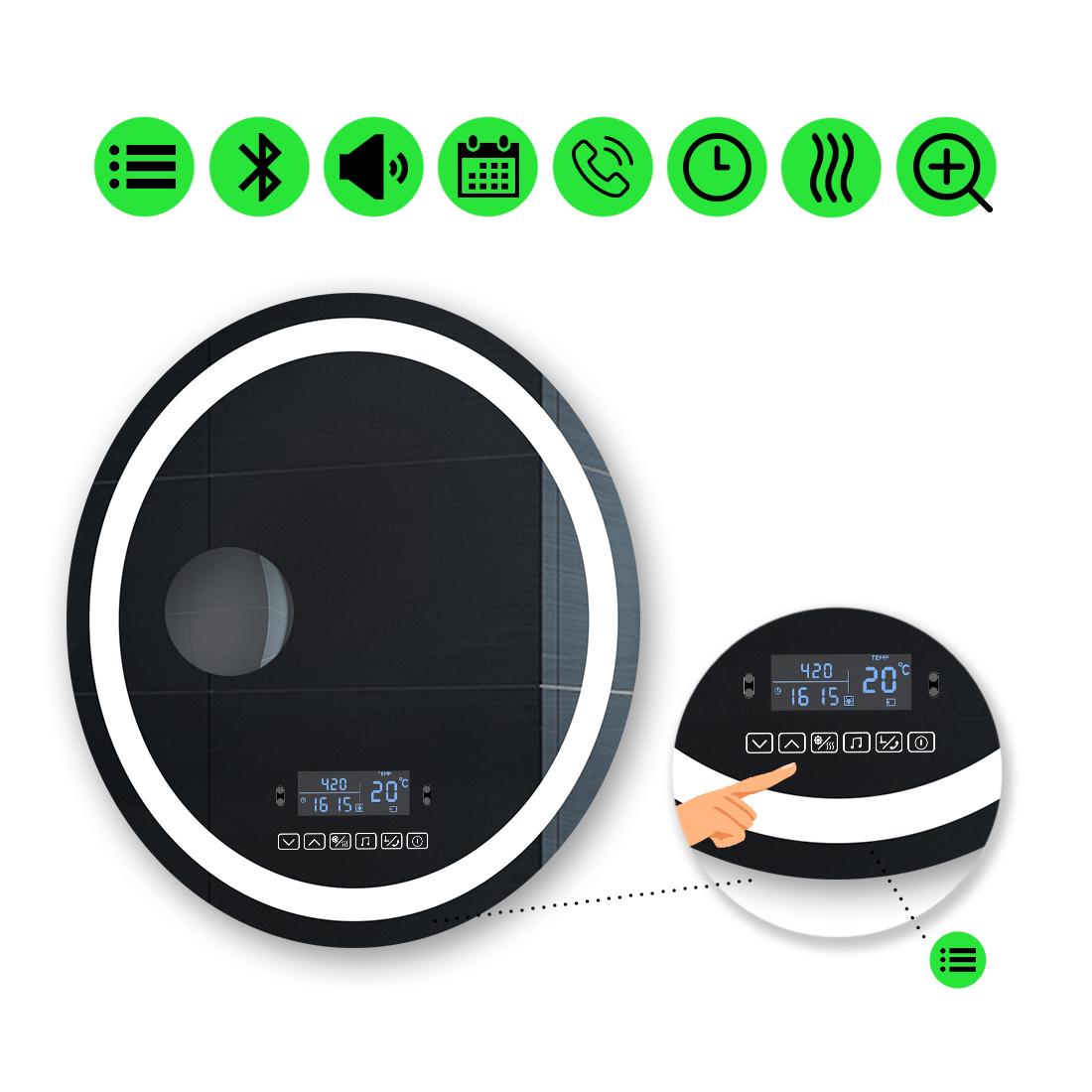 Зеркало с LED подсветкой Amica с Smart-блоком линзой без подсветки и подогревом 75x75 см (Amica86)