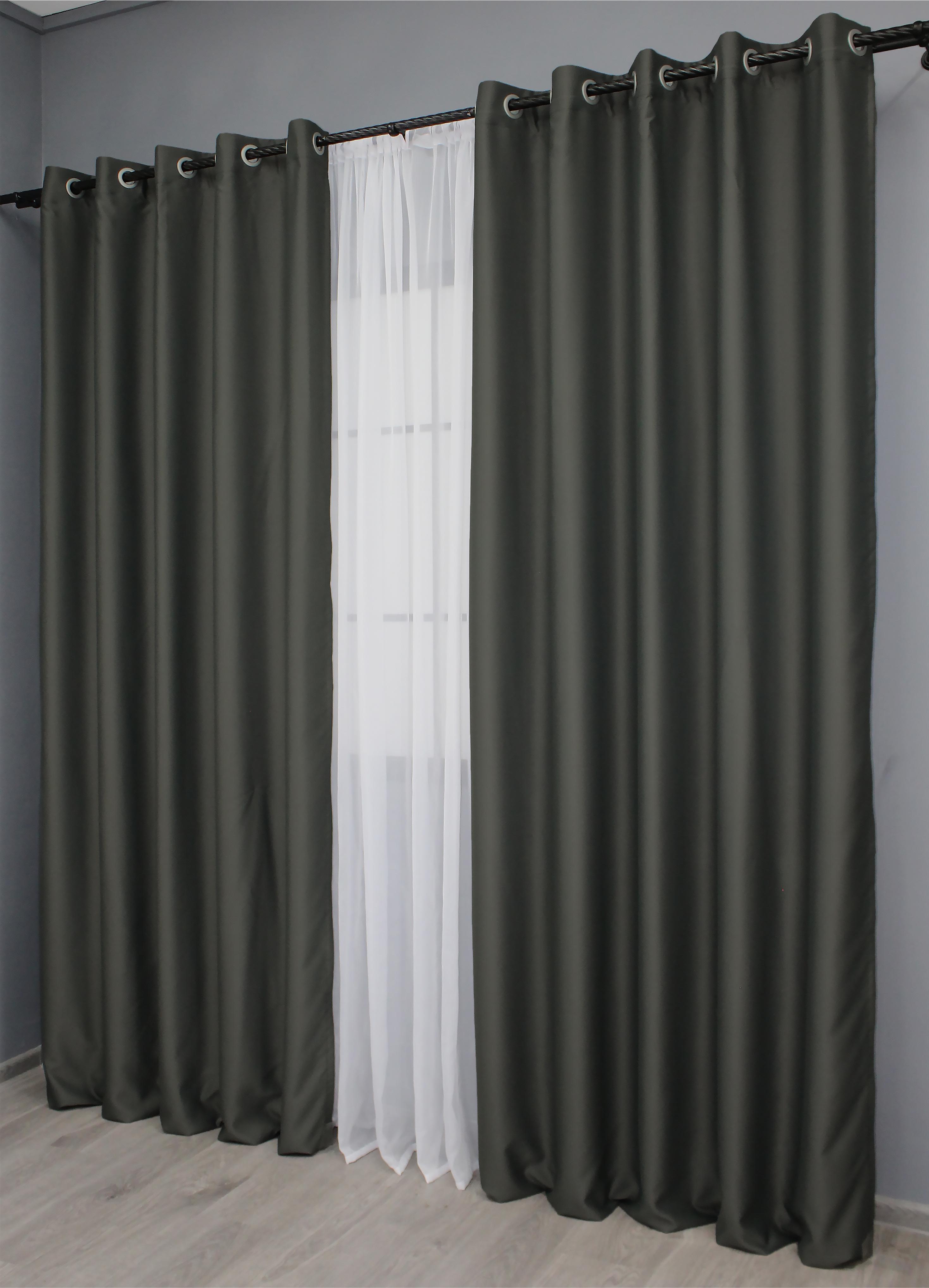 Комплект штор на люверсах VR-Textil Midnight № 1400ш 150х270 см 2 шт. Темно-сірий (37-0140) - фото 5 Комплект штор на люверсах VR-Textil Midnight № 1400ш 150х270 см 2 шт. Темно-сірий (37-0140) - фото 5