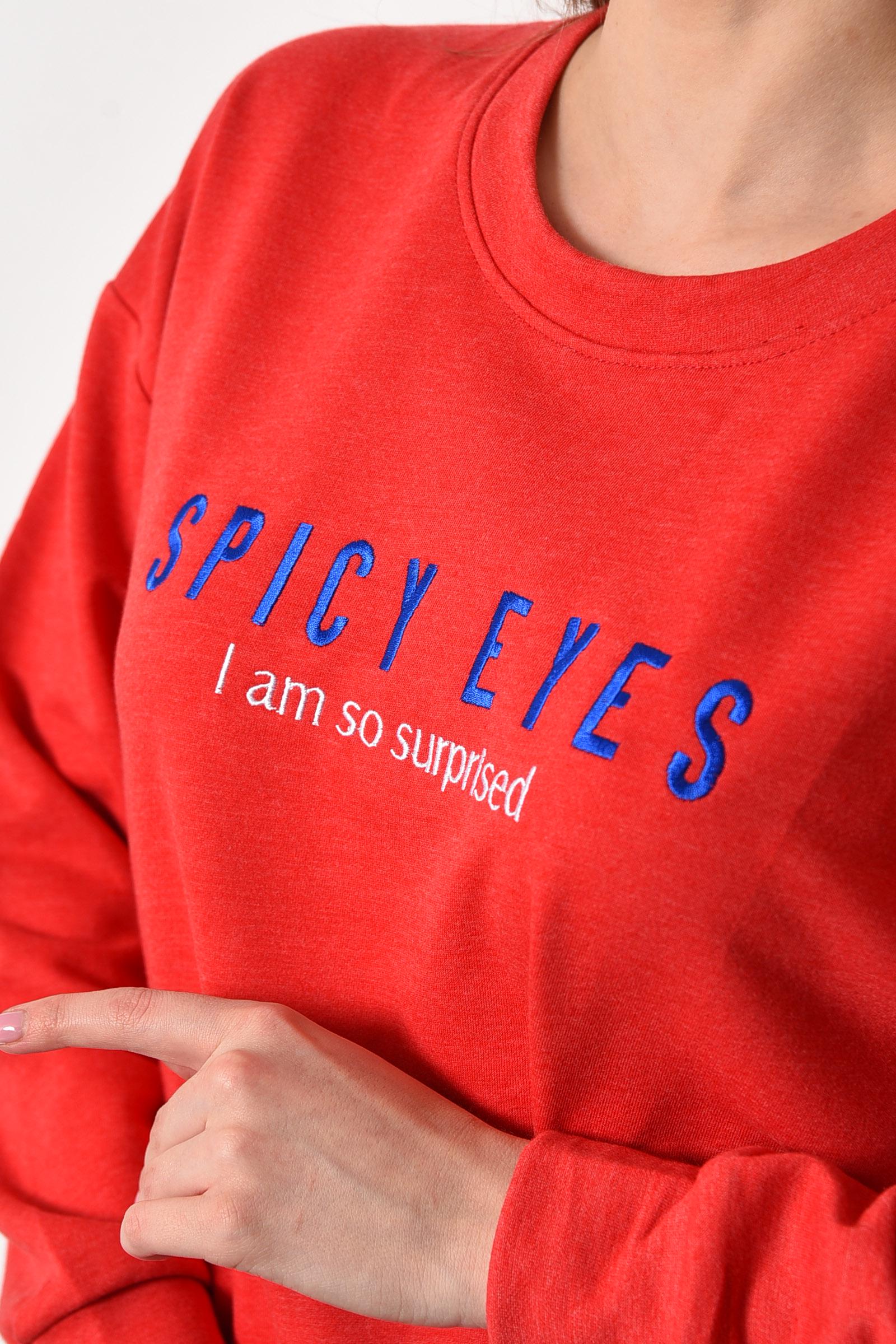 Свитшот женский полубатальный XL-2XL Красный (177422) - фото 4