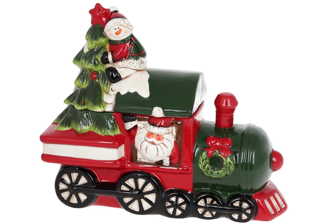 Банка для сладостей BonaDi Санта и Снеговик на поезде 1,8 л (827-542)