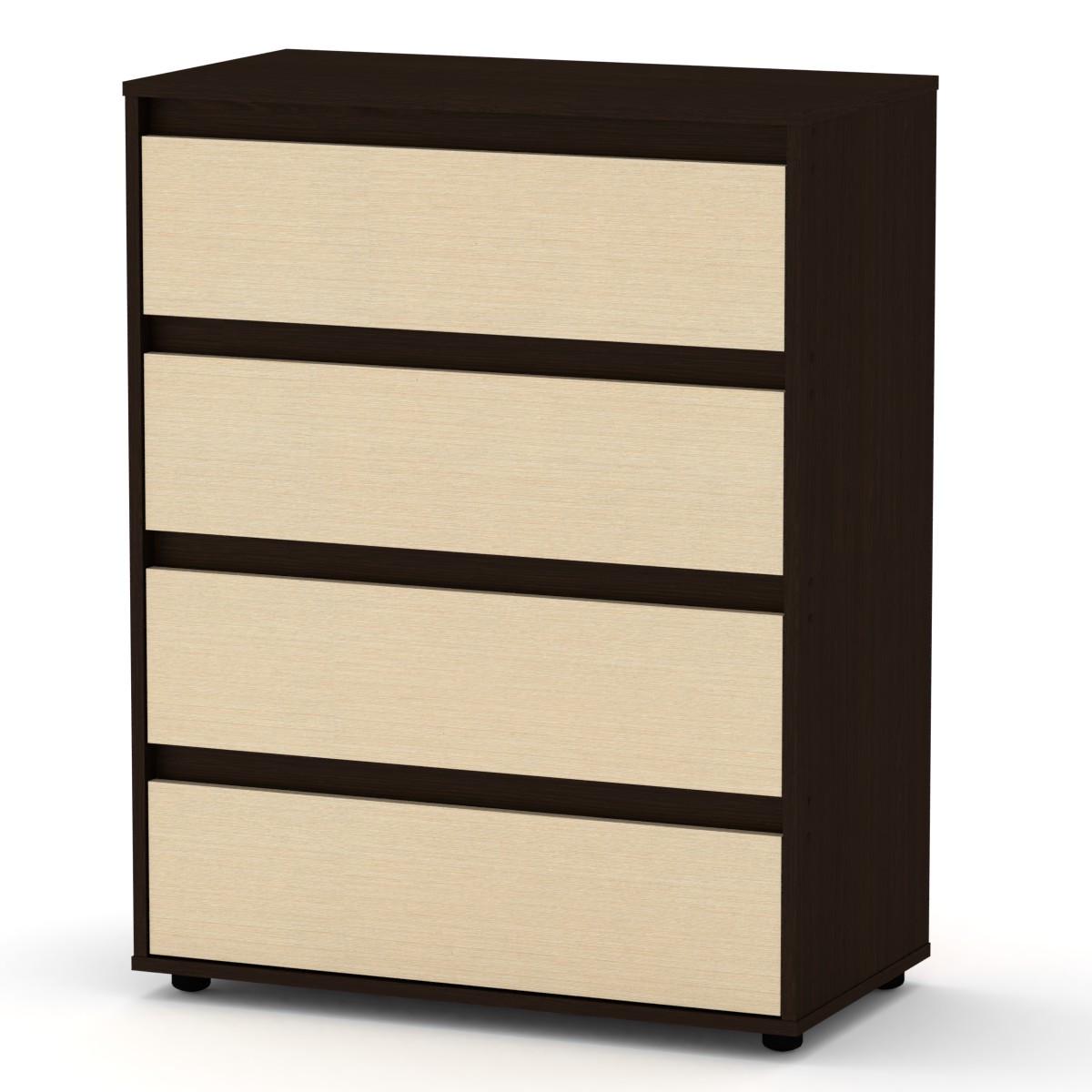 Комод Компанит с 4 ящиками 80х42х103 см Венге темный/Венге светлый (26966115) - фото 1