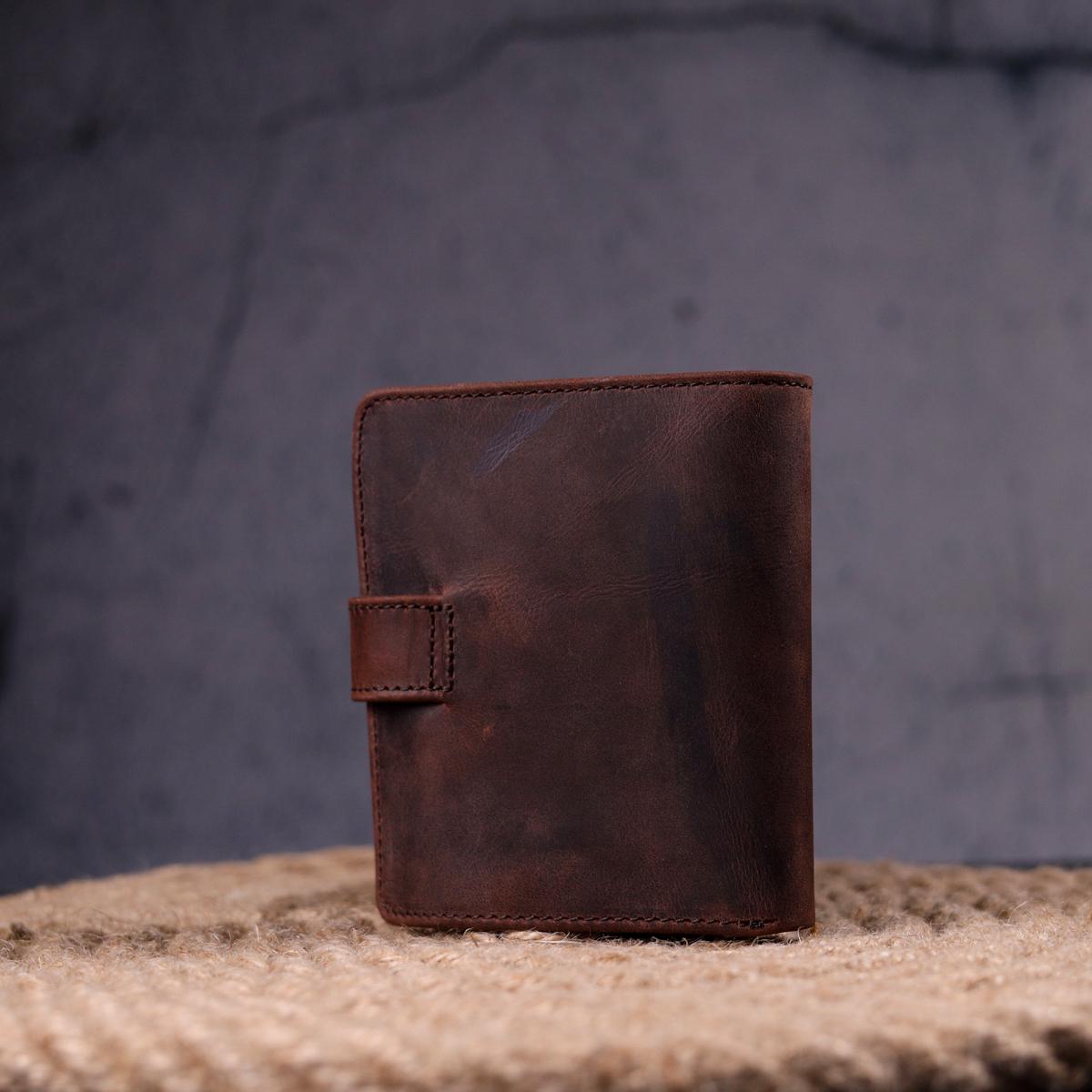 Гаманець чоловічий KARYA Men's Wallet 21328 із вінтажної шкіри Коричневий (B55044) - фото 8