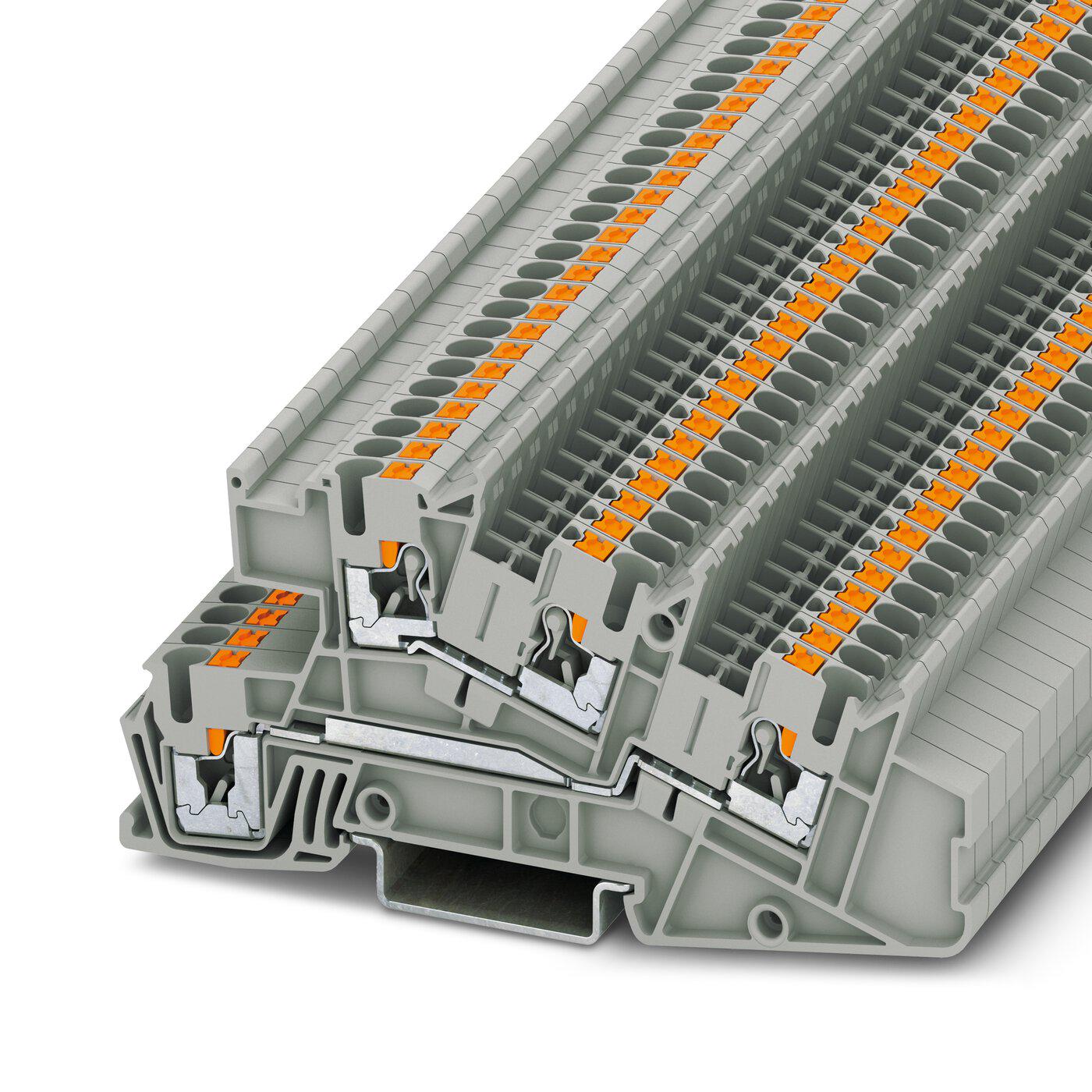 Колодка клемна монтажна Phoenix Contact PTI 2,5-L/L 400В 24А Push-in 0,14-4 мм² Сірий (3213953)