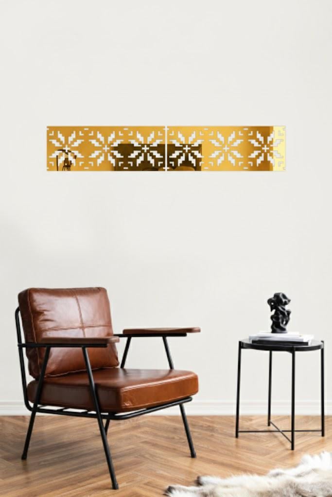 Набор зеркальных декоров DFA Вышиванка для стен и мебели 2 шт. Золотой (YA00097-1-G)