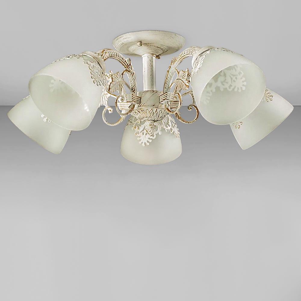 Люстра потолочная Light House SH-18212/5D WG E27 600х600х220 мм Белый/Золотой