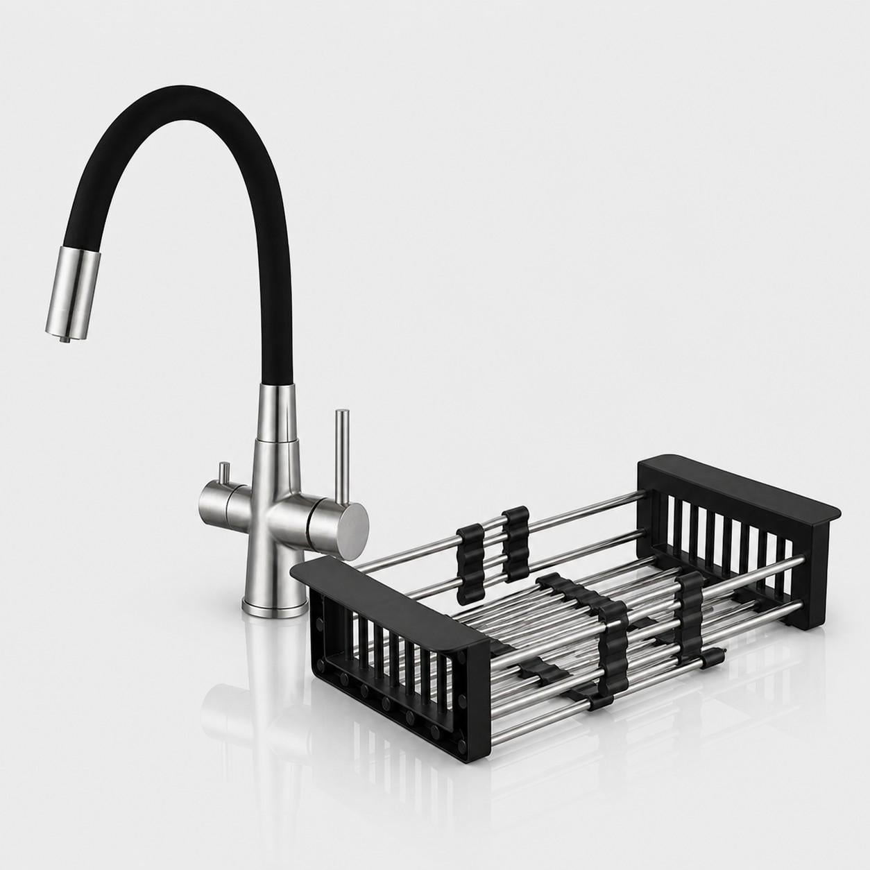 Смеситель для кухни под осмос Wezer INX4C-08B/корзина для мойки (34530231)