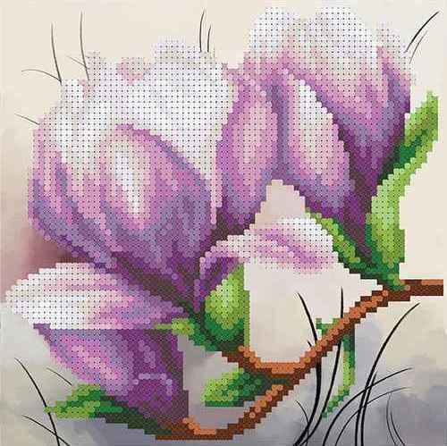 Вышивка бисером Магнолия частичная выкладка заготовка 17х17 см (1379849522)