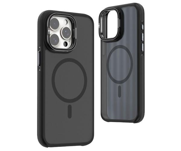 Матовый чехол - накладка Dual Color Camera Stand для iPhone 16 Pro Max Черный