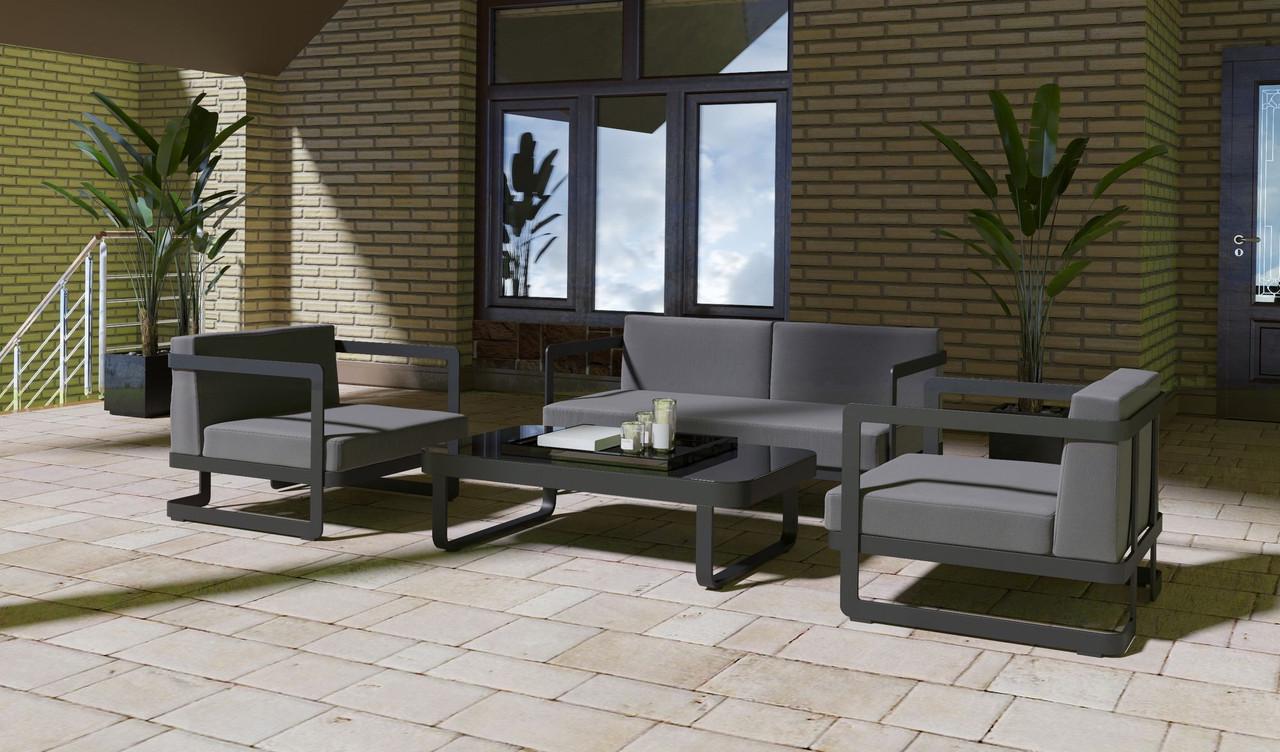 Комплект уличной мягкой мебели в стиле LOFT с металлическим каркасом Серый (KS-1208)