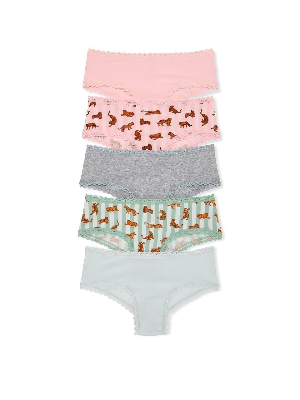 Набор трусиков Victoria's Secret Logo Cotton Thong 5-Pack 2XL Разноцветный (44652955162860)