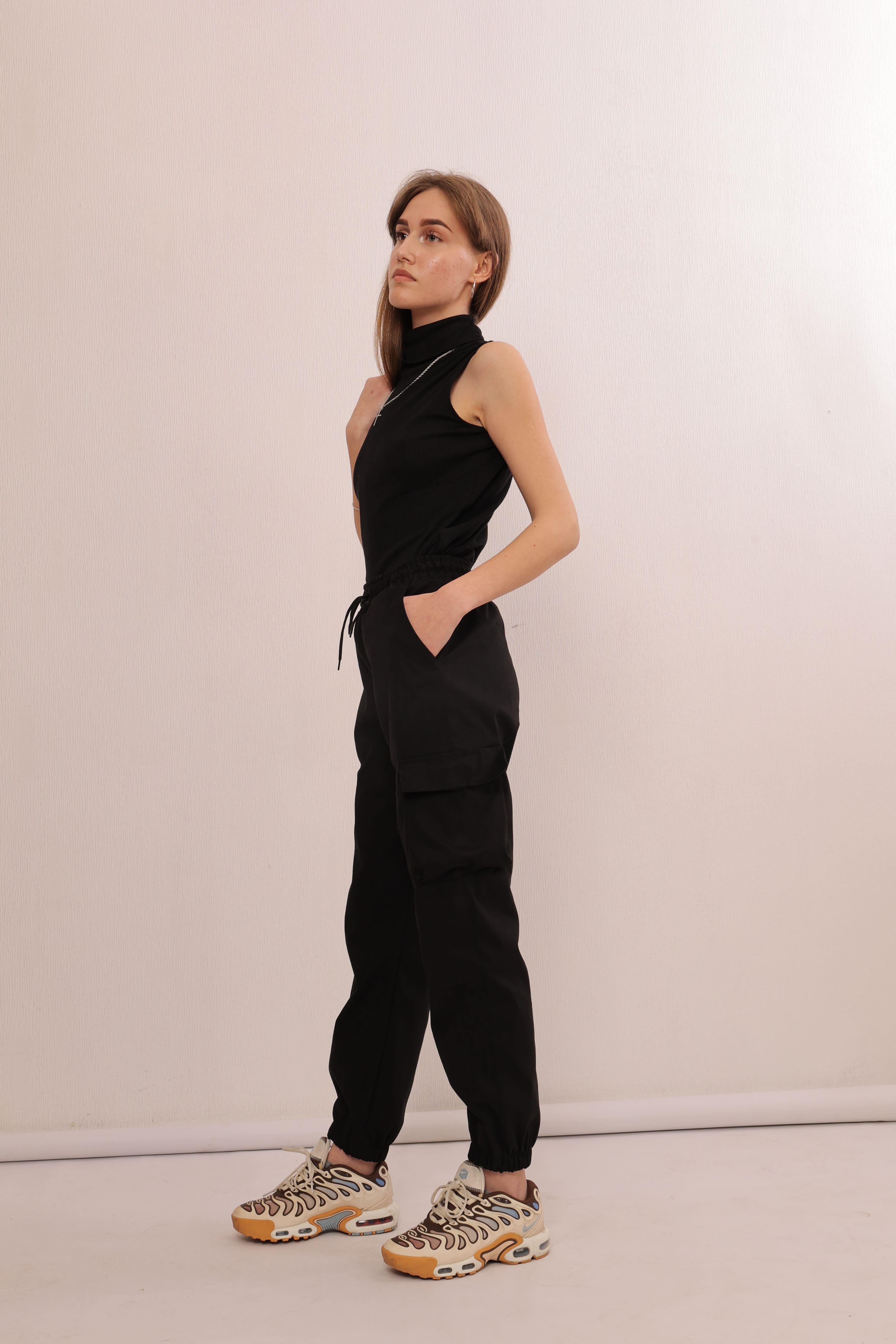 Штаны-джогеры детские на девочку демисезонные летние хлопковые р. 146 Черный (джчорні-146д) - фото 4