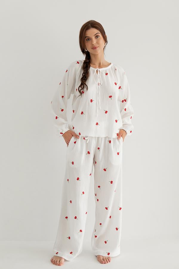 Штани з вишивкою Forli з мусліну Cherry M/L (ML0084-38-09) - фото 5 Штани з вишивкою Forli з мусліну Cherry M/L (ML0084-38-09) - фото 5