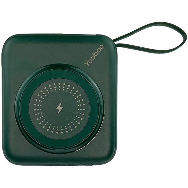 Міні-повербанк з кабелем та швидкою зарядкою 10000 мАг 20w Yoobao W1 PD+QC Magsafe Зелений (epic1999) - фото 2