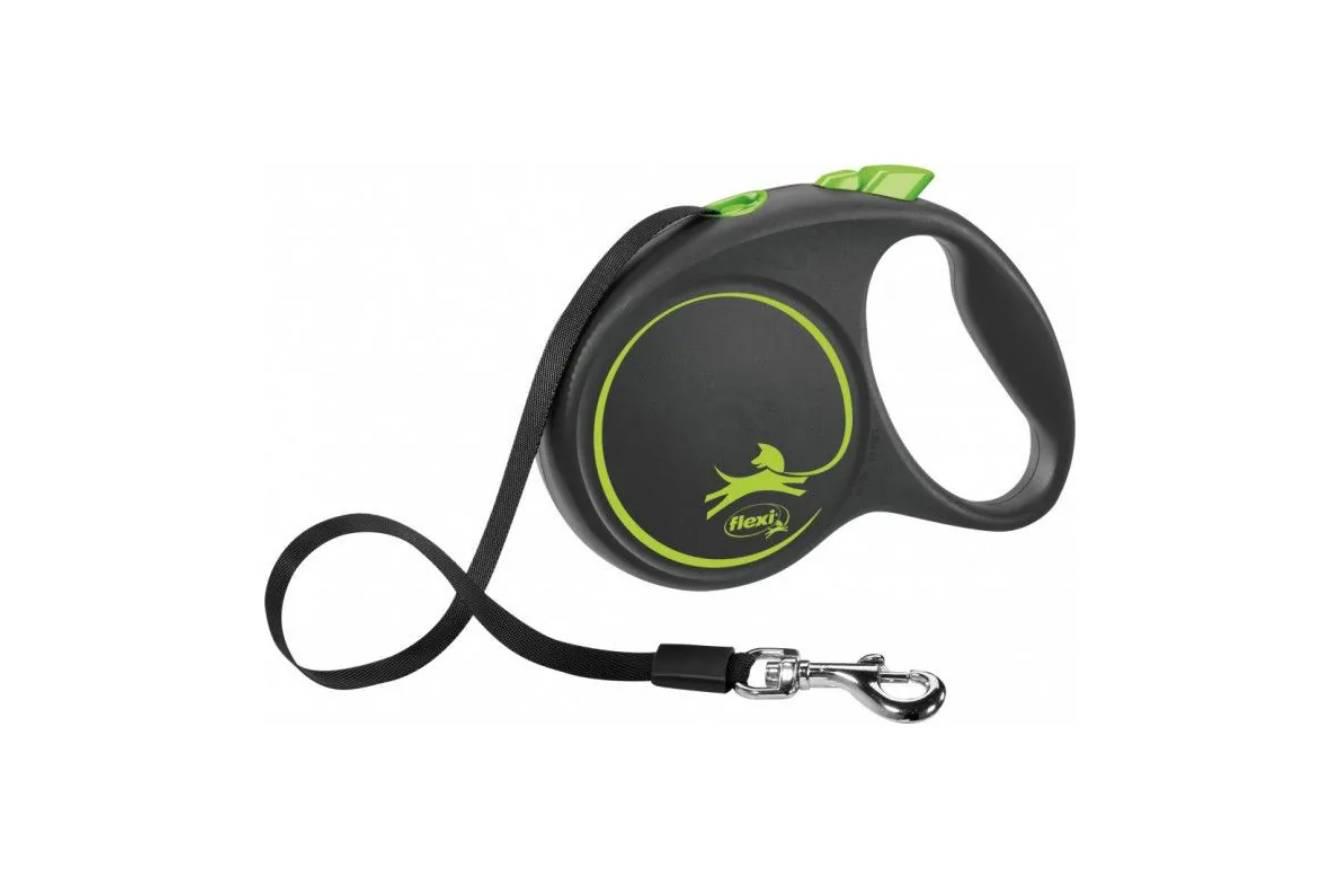 Поводок-Рулетка Flexi Black Desing M 5 м Зеленый (4000498034026)