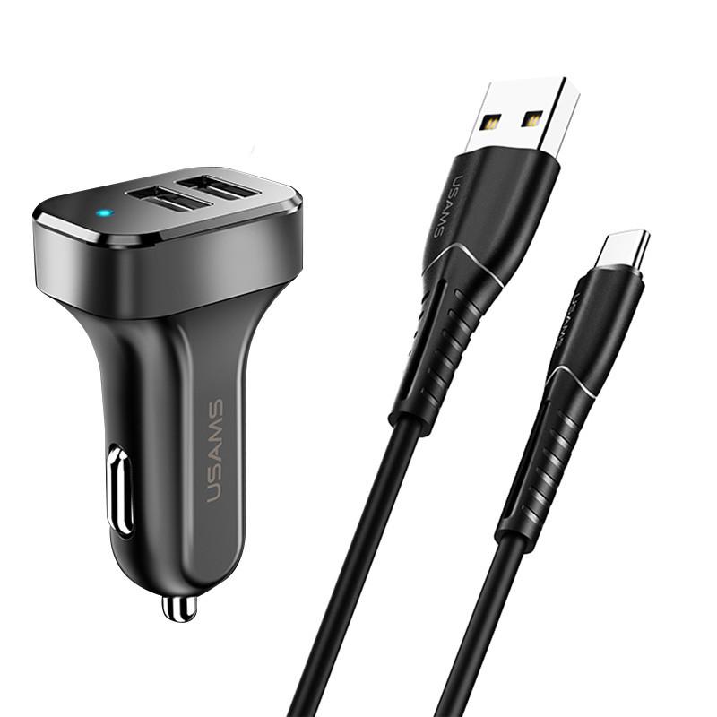 Автомобильное зарядное устройство Usams C13 2.1A Dual USB/U35 Type-C cable 1 м Черный (00000036191_1) Автомобильное зарядное устройство Usams C13 2.1A Dual USB/U35 Type-C cable 1 м Черный (00000036191_1)