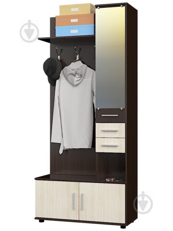 Прихожая с крючками Эверест Ривьера венге + дуб молочный  (EVR-2191)