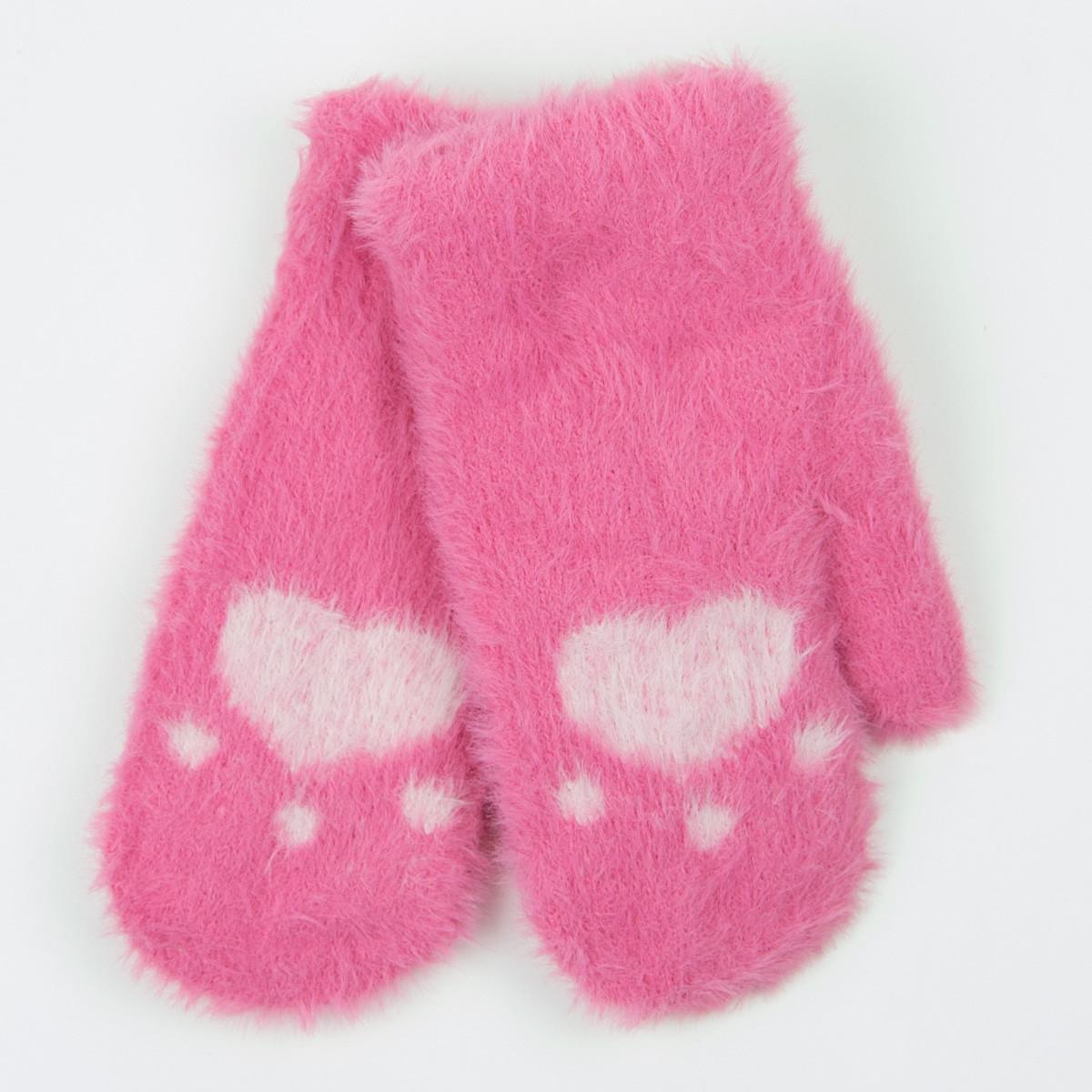 Детские варежки с меховой подкладкой на 5-8 лет 19-7-70 Малиновый