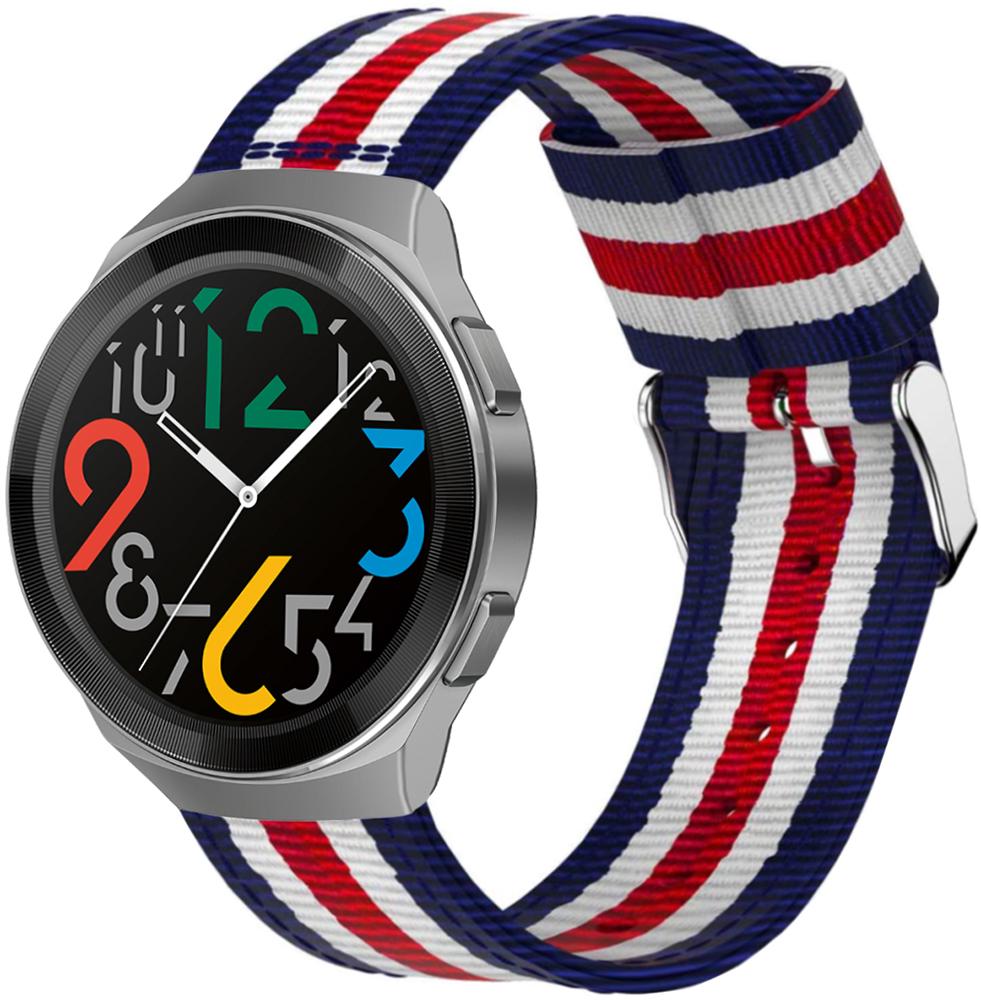 Ремешок тканевый Canvas для Huawei Watch GT2e 46 мм Blue/White/Red (19673)
