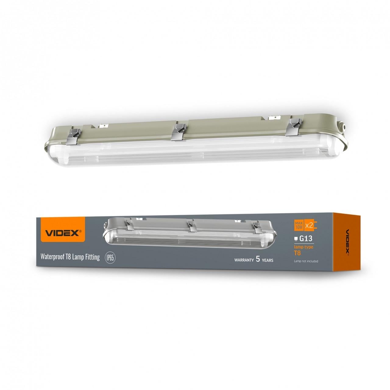 Світильник лінійний Videx 0,6 м 220V LED IP65 під лампу 2хТ8