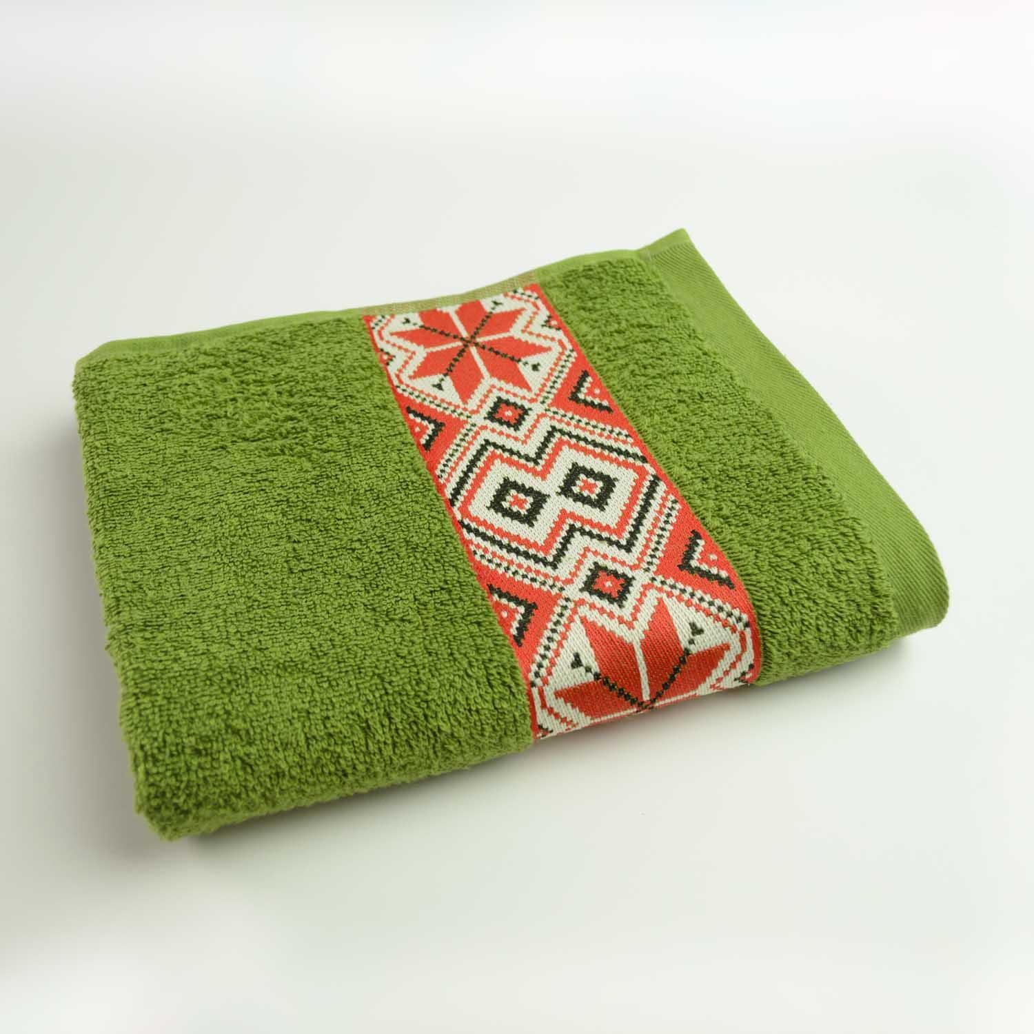 Полотенце махровое GM Textile Ukrainian style с вышивкой 450 г/м2 40х70 см Зеленый (450-70-Ukr-green)