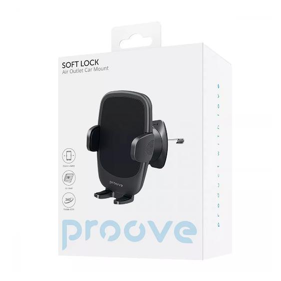 Держатель для телефона Proove Soft Lock Air Outlet Car Mount на дефлектор Черный (CHSL00000001) - фото 2