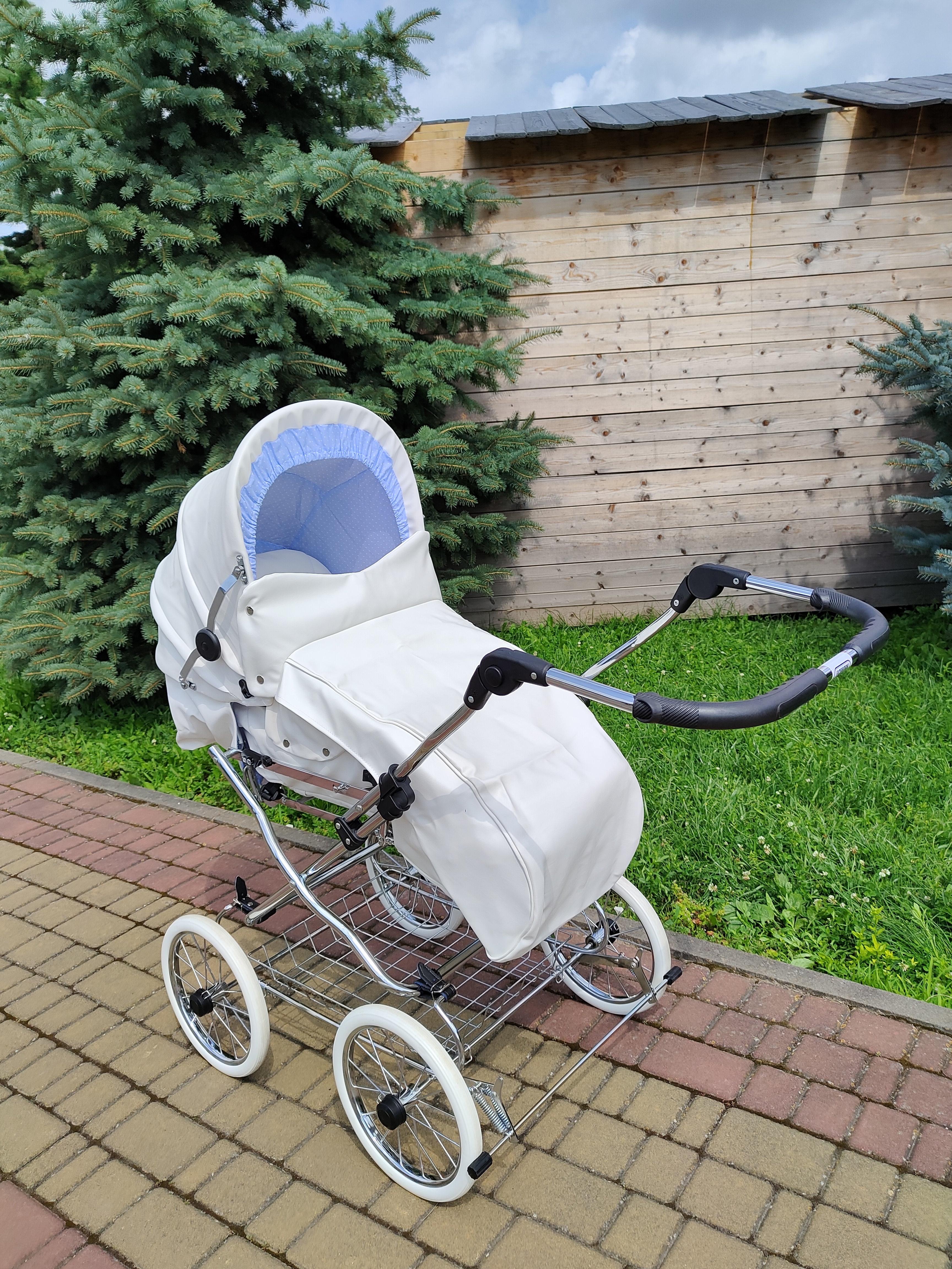 Коляска детская классическая Eichhorn Stroller Classic колеса EVA Белый/Голубой - фото 6