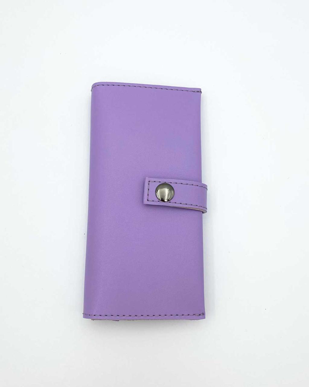 Кошелек женский Welassie на кнопке из экокожи с отделением под карты Лавандовый (70118)