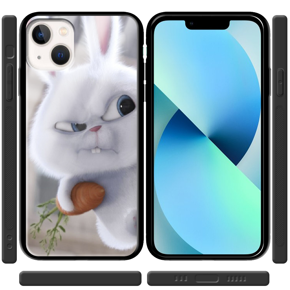 Чохол BoxFace iPhone 13 Rabbit Snowball Чорний силікон зі склом (43370-up1116-43865) - фото 2