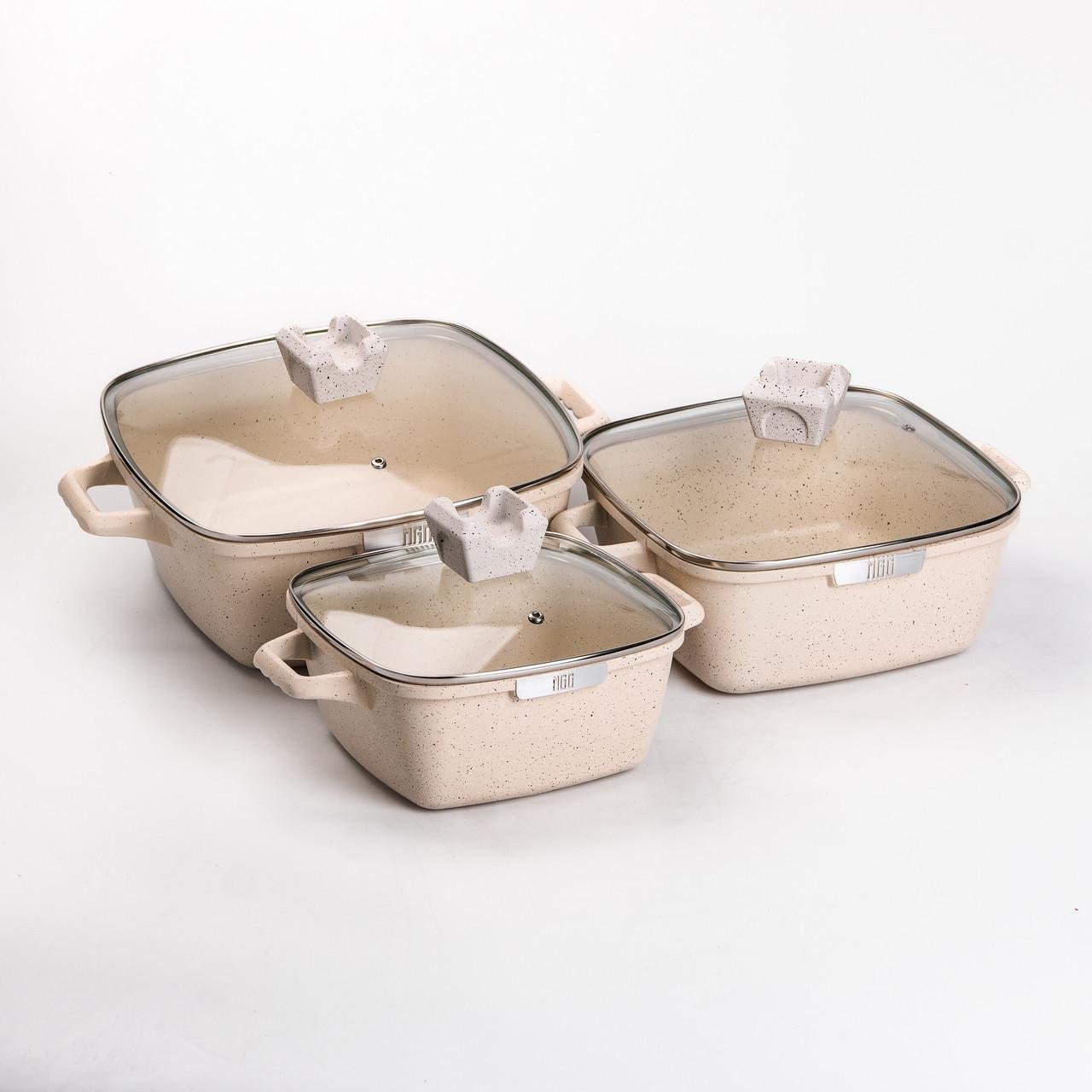 Набор кастрюль квадратных MGC алюминий 20/24/28 см 3 шт. - фото 3 Набор кастрюль квадратных MGC алюминий 20/24/28 см 3 шт. - фото 3