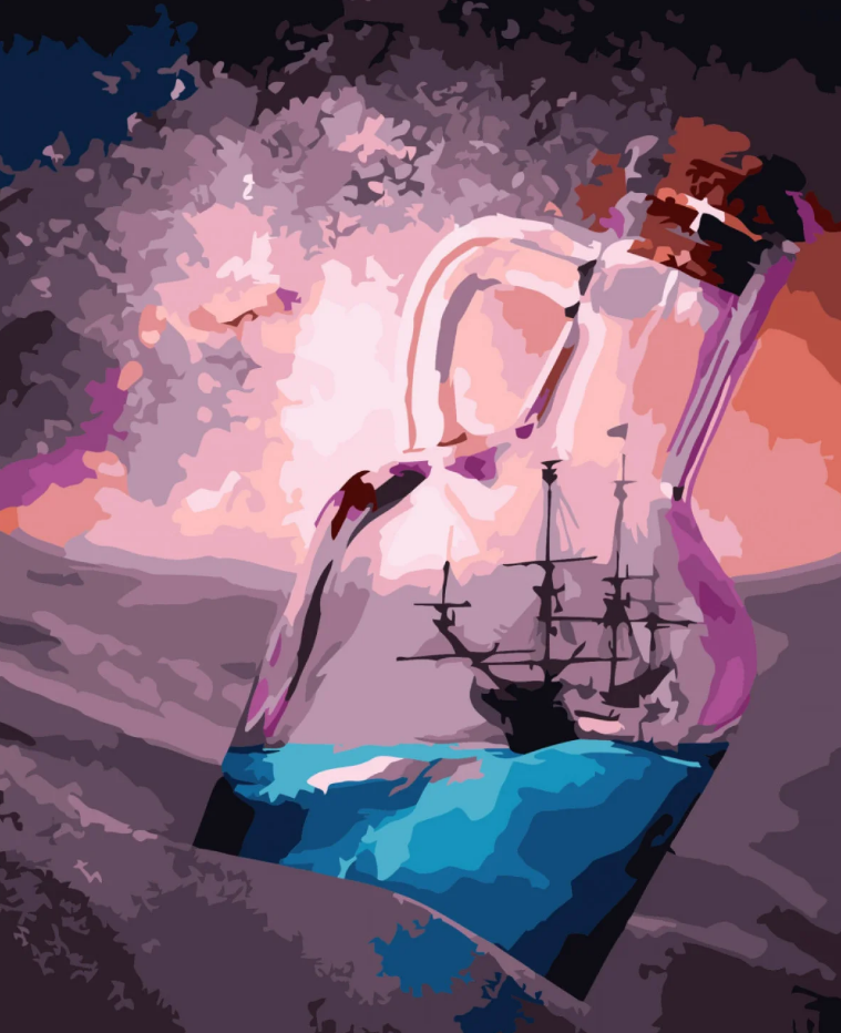 Картина за номерами Strateg Преміум Корабель у пляшці з лаком та рівнем 40x50 см (SY6763)