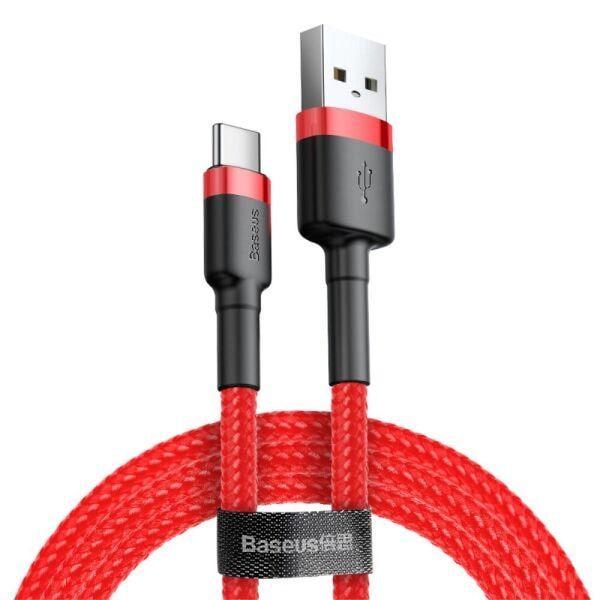 Кабель для быстрой зарядки BASEUS Cafule Cable USB to Type-C Quick Charge 3,0 3 A 1 м Red (CATKLF-B09) - фото 2