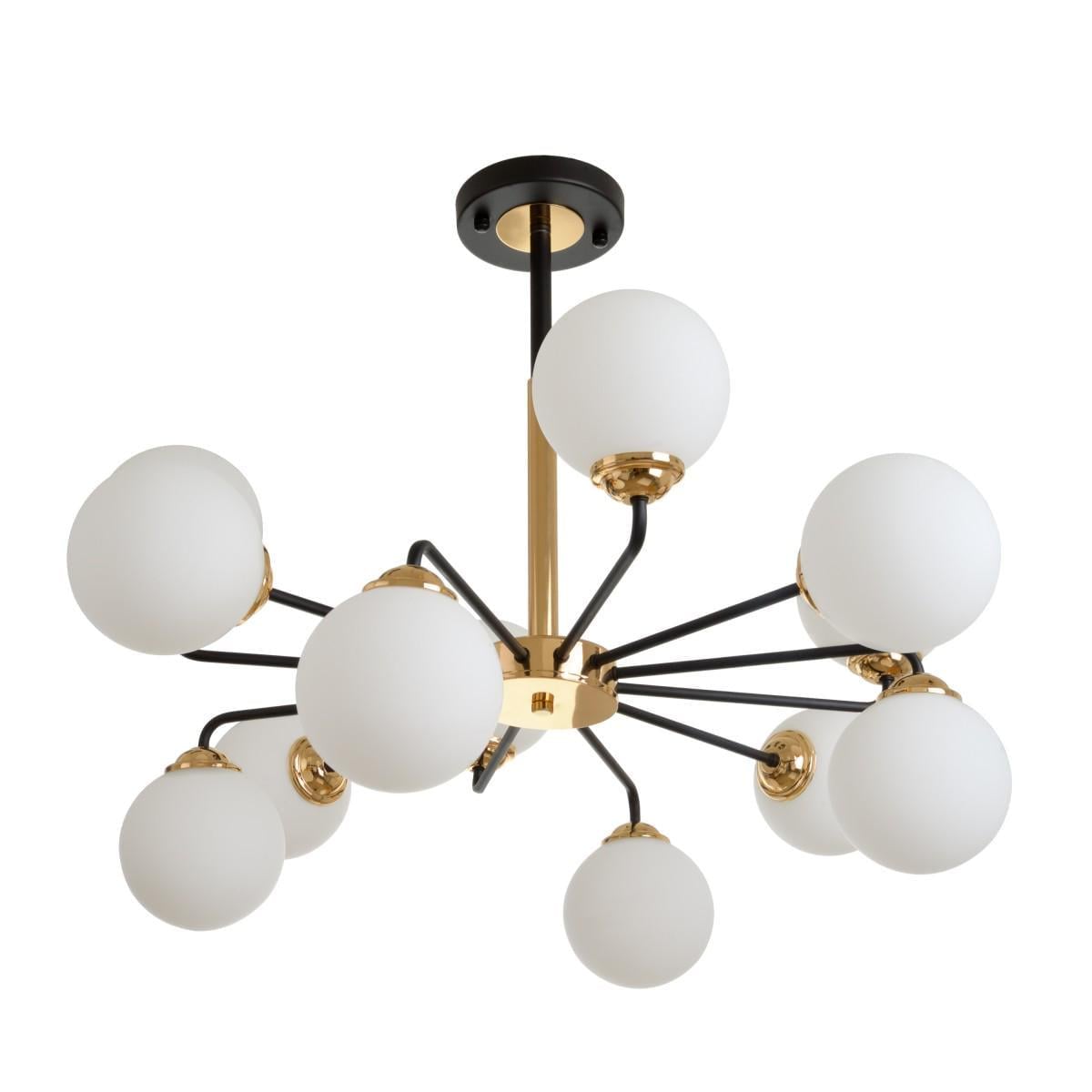 Люстра потолочная лофт молекула Brille BL-908C/12 E14 G/BK на 12 плафонов