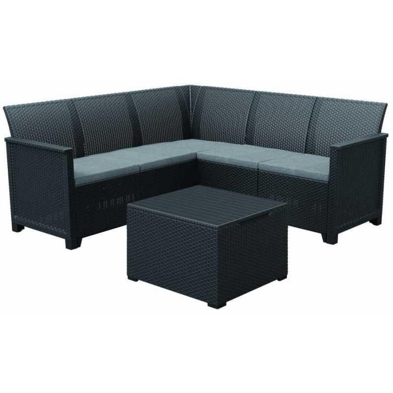 Кутовий диван і столик Keter Emma 6S Corner Графіт (249596)