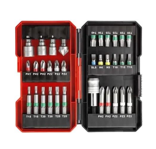 Набор бит Einhell KWB хвостовик 1/4 3 шт. SL/PH/PZ/H/T 25/50 мм в кейсе 34 шт. (108801)