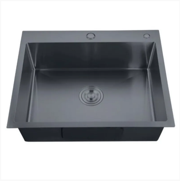 Мийка кухонна Zerix ZH5843-215 Nano-Black з нержавіючої сталі 3,0/0,8 мм інтегрована Графіт (MX1584)