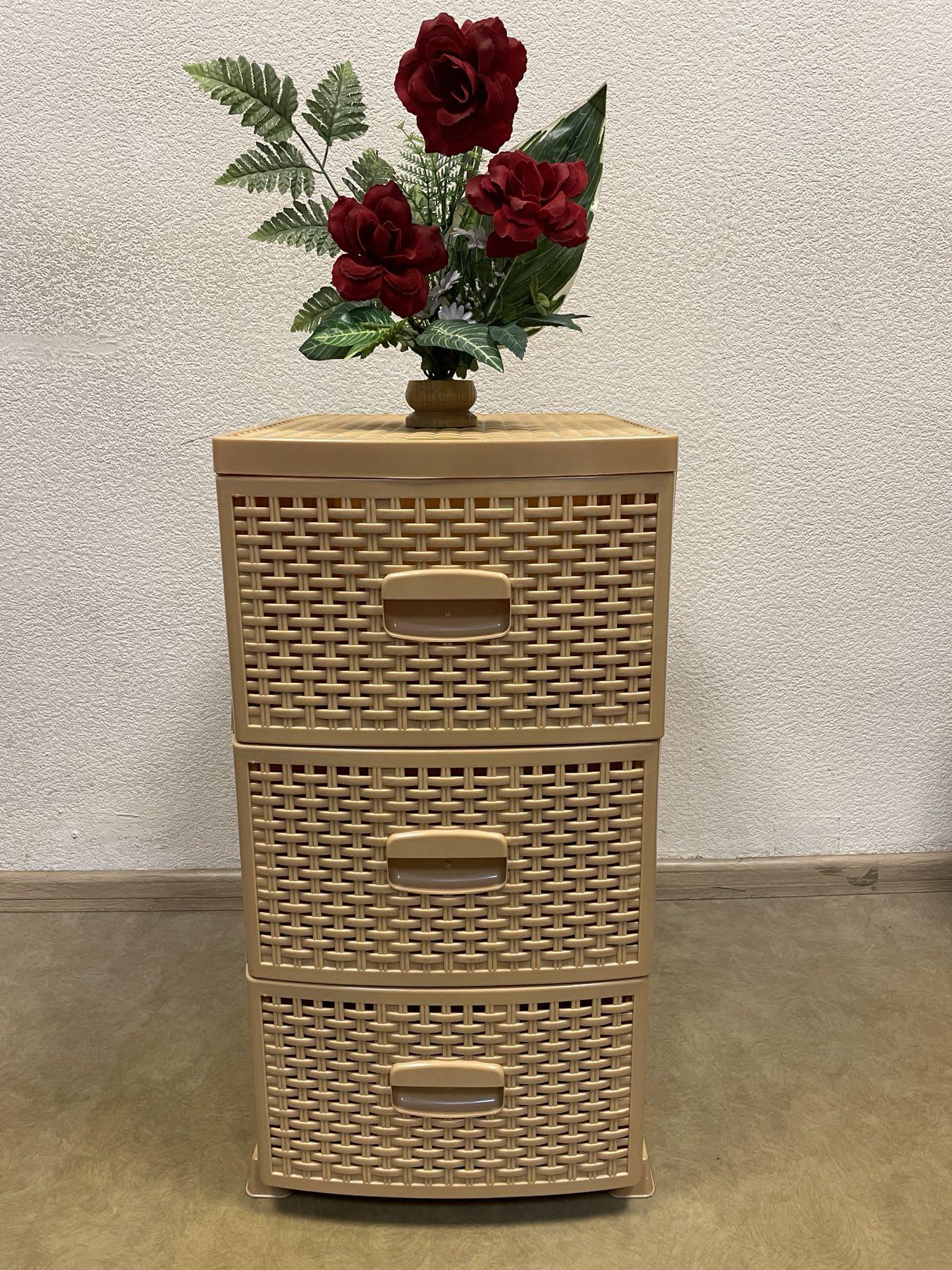 Комод пластиковый Rotange 3 ящика 70х37,5х46 см Бежевый (29439289)