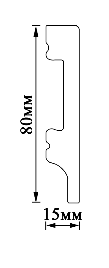 Плинтус дюрополимерный 80х15х2500 мм Белый (8015P-5004-3) - фото 2