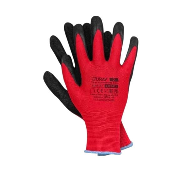 Перчатки JURAV BUKALAT прорезиненные р. 10 12 пар/уп. Красный