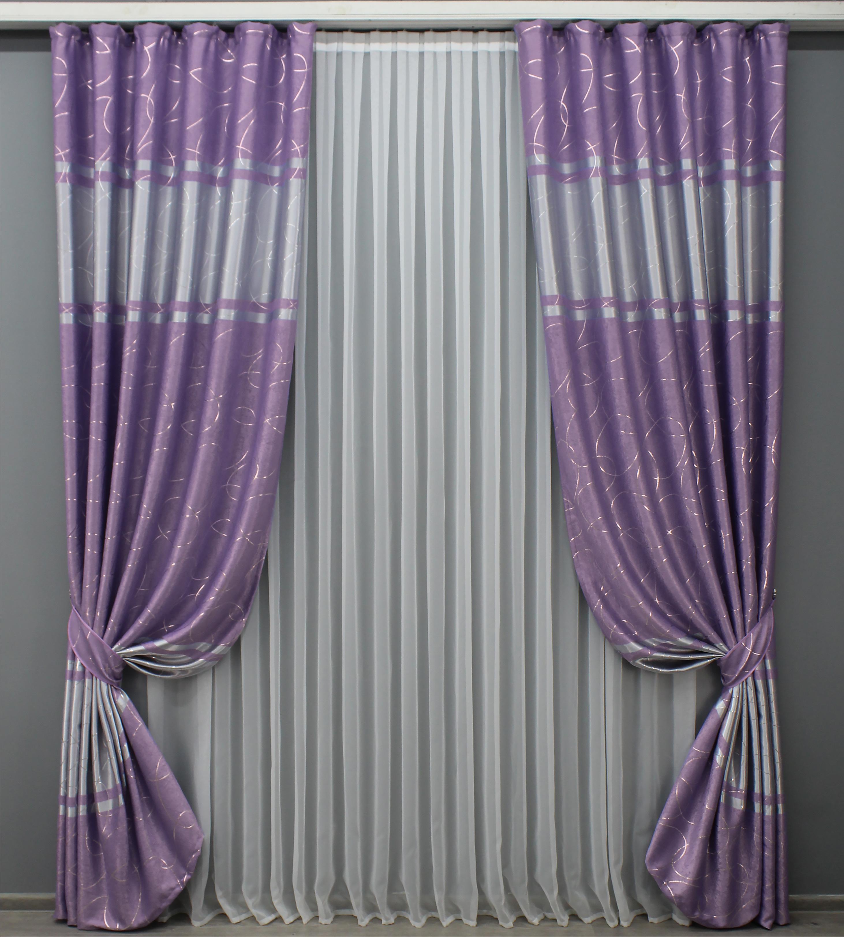 Комплект готових штор VR-Textil № 463ш Ліана софт 150х270 см 2 шт. Бузковий (30-203)