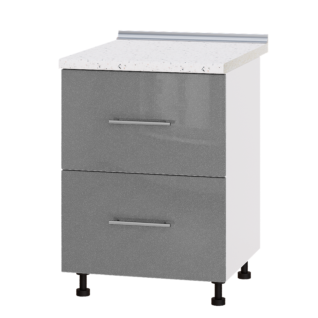 Шафа нижня Еверест Модерн модуль Низ Н86-600 60х47х85 см Сріблястий металік глянець/Білий (03134)