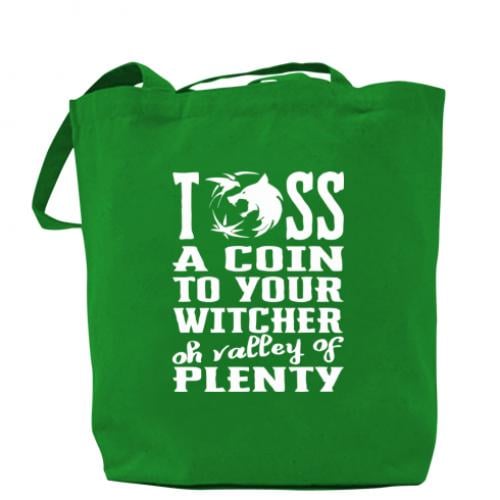 Шоппер Toss a coin to your witcher oh valley of plenty 37x41 см Зеленый (4368473-10-108699) - фото 1